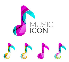 Set of abstract music note icon, business logotype concepts