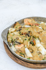 Fried seafood pancakes