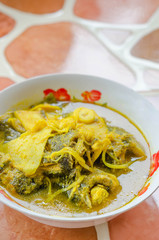 Yellow curry with fish