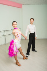 Dancing, ballroom dancing, dance studio, man and woman