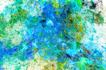 Bright color chaotic pattern. Strokes of paint brush. Multi-colored stone. Abstract image. Fractal Wallpaper on your desktop. Digital artwork for creative graphic design. Light background.