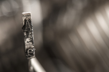 Plate letter A on a typewriter