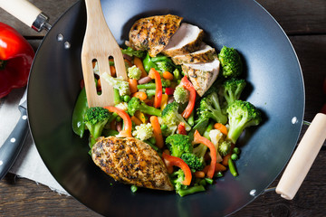 Fried chicken with vegetables