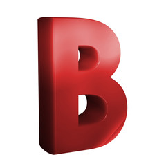 beautiful red 3d font. Letter B.