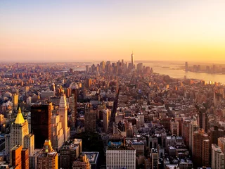 Deurstickers New York New York City bij zonsondergang