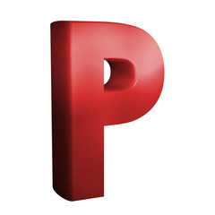 beautiful red 3d font. Letter P.