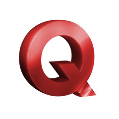 beautiful red 3d font. Letter Q.