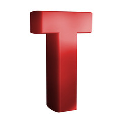 beautiful red 3d font. Letter T.