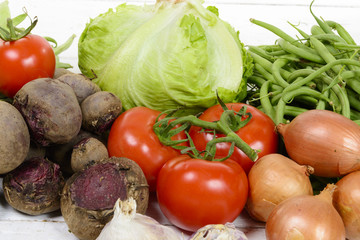seasons assorted vegetables with beets, tomatoes and beans