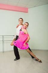 Dancing, ballroom dancing, dance studio, man and woman