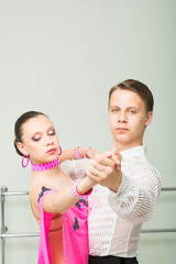 Dancing, ballroom dancing, dance studio, man and woman