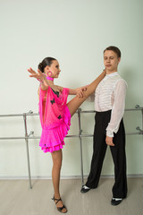 Obraz premium Dancing, ballroom dancing, dance studio, man and woman