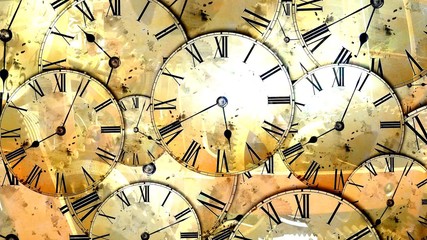 The clock mechanism. Many hours show different time