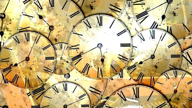 The clock mechanism. Many hours show different time