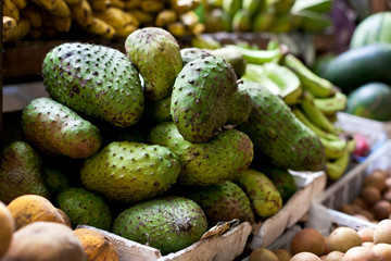 Soursop fruit on asian market, Philippines