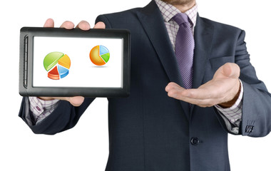 businessman working on financial graph on tablet