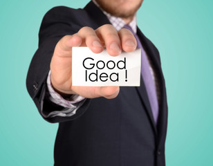 business man show card with Good Idea text