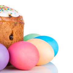 Easter cake and painted eggs