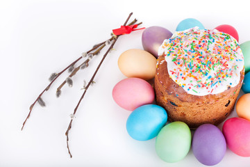 Easter cake and painted eggs