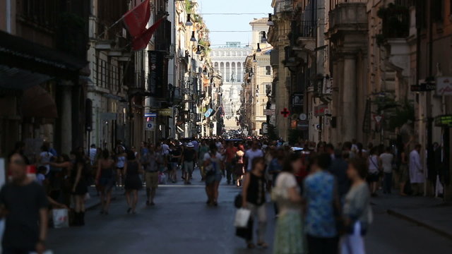 Tourist Walking on the street of Rome at Lazio Italy
