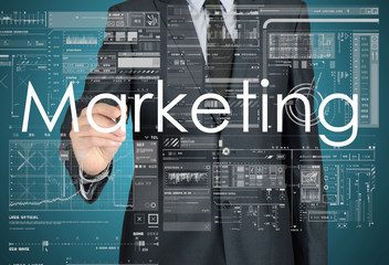 businessman writing marketing process concept