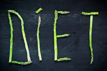 Word Diet made of asparagus vegetables