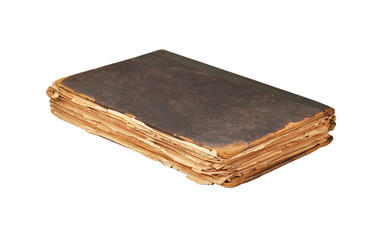 Dirty antique book, isolated on white background