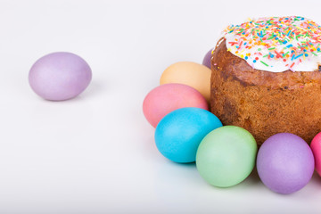 Easter cake and painted eggs
