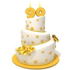 Birthday cake with number ninety