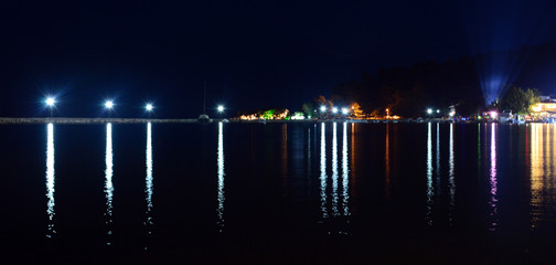 Limenas port at night