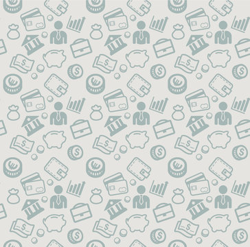 vector seamless pattern with business and money icons