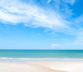 White sand beach and blue sky