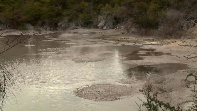 Hot pools of bubbling mud are a feature of New Zealand's Rotorua region.