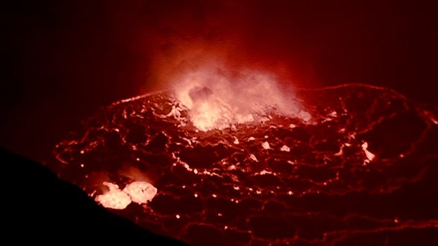 The spectacular Nyiragongo volcano erupts at night in the Democratic Republic of Congo.