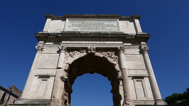 Tilt Shot Arch of Titus Roman Forum at Rome Lazio Italy