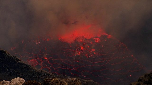 The spectacular Nyiragongo volcano erupts at night in the Democratic Republic of Congo suggests the fire of hell.
