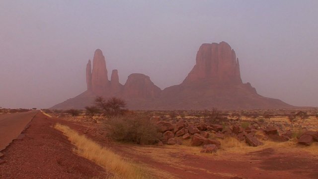 Unusual rock formations in the Sahara desert of Mali.