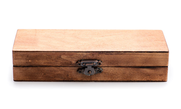 wooden box on white background