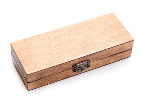 wooden box on white background