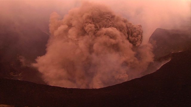 The Nyiragongo volcano by daylight in the Democratic Republic of Congo.