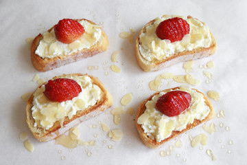  Homemade Strawberries and ricotta cheese on sourdough toast