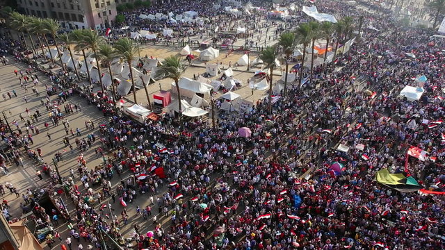 Crowds gather in Cairo, Egypt.
