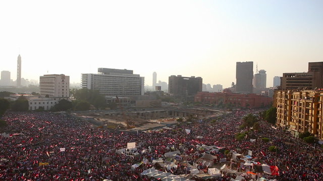 Crowds gather in Tahrir Square in Cairo, Egypt.