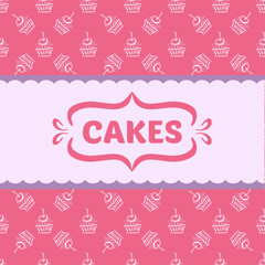 Pattern with cakes and cupcakes.