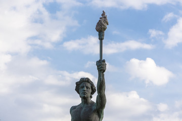 View of The cursor (torchbearer) in Rio- Antirio in blue sky