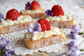  Homemade Strawberries and ricotta cheese on sourdough toast