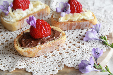  Homemade Strawberries and ricotta cheese on sourdough toast
