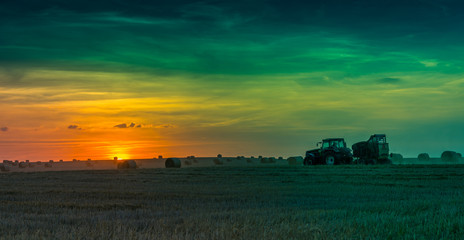 Fototapeta premium fields and meadows during sunset