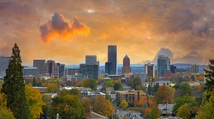 Foto op Plexiglas Portland Oregon Cityscape in Fall Season © jpldesigns