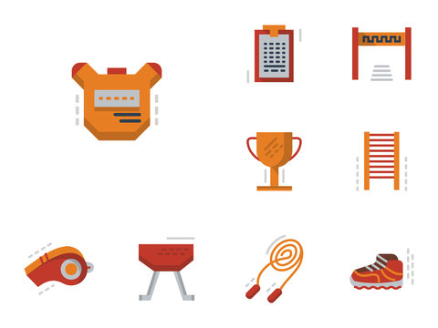 Flat simple icons for physical education